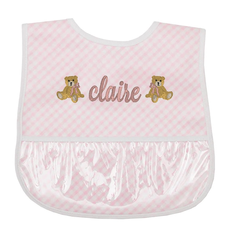 Pink Check Laminated Bib