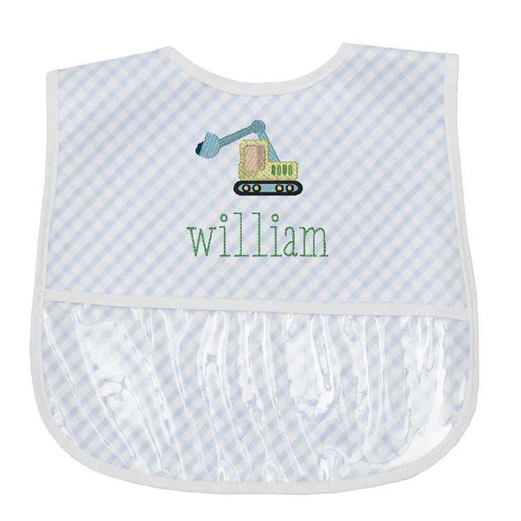 Blue Check Laminated Bib