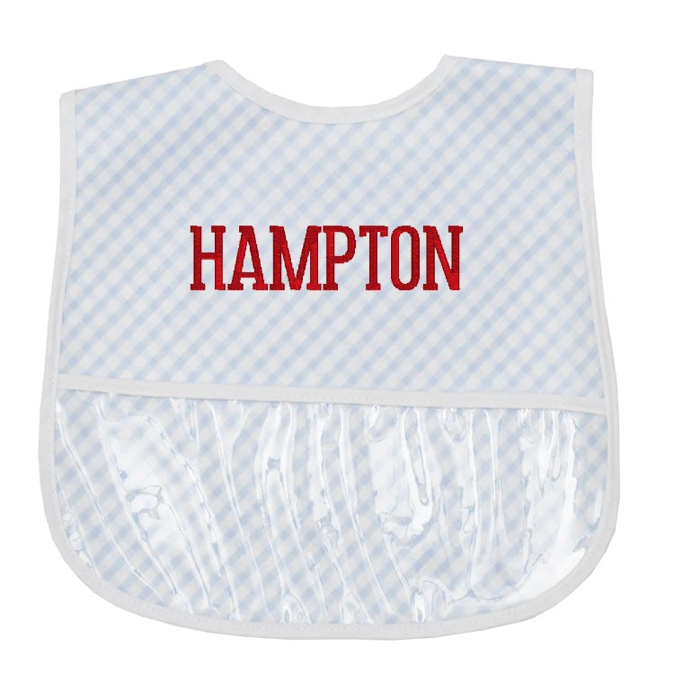 Blue Check Laminated Bib