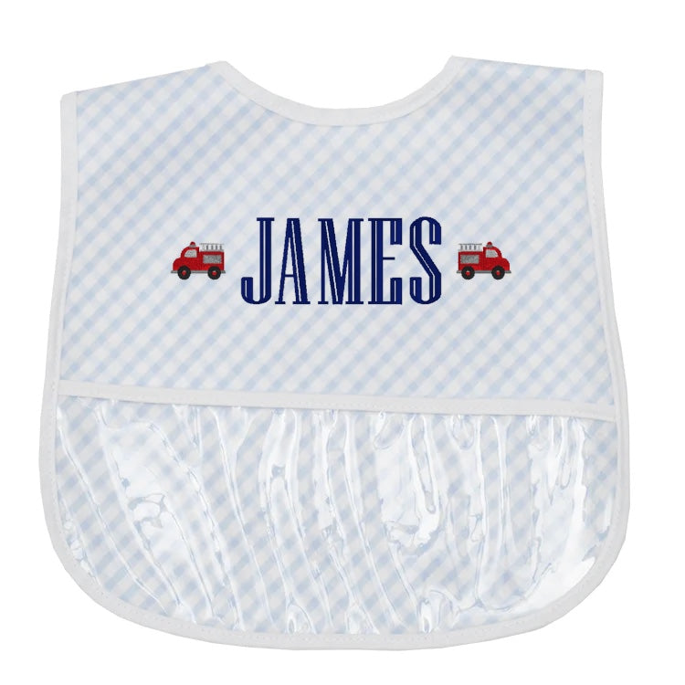 Blue Check Laminated Bib