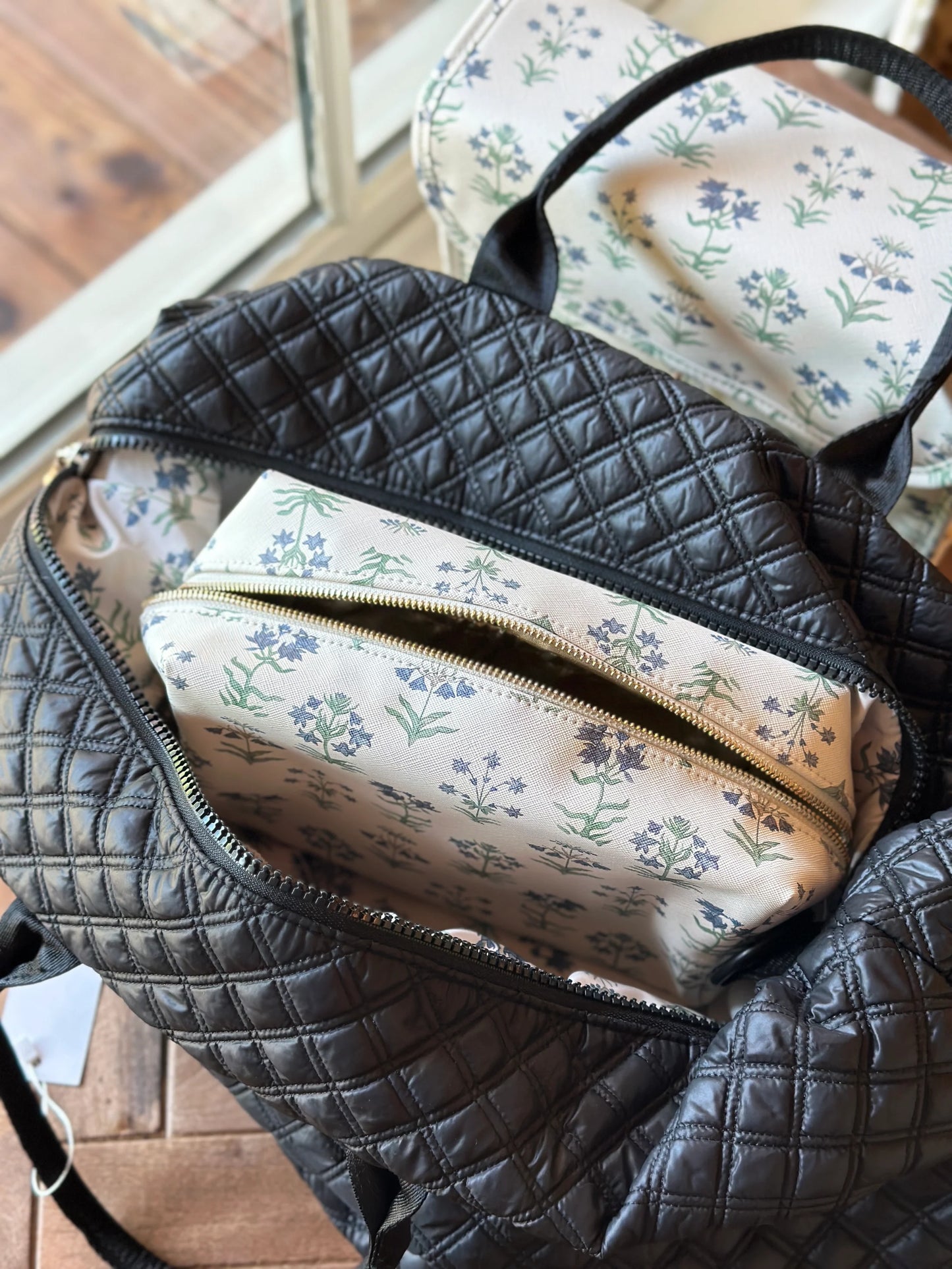 Overpacker- Black Quilted (lined in Provence)