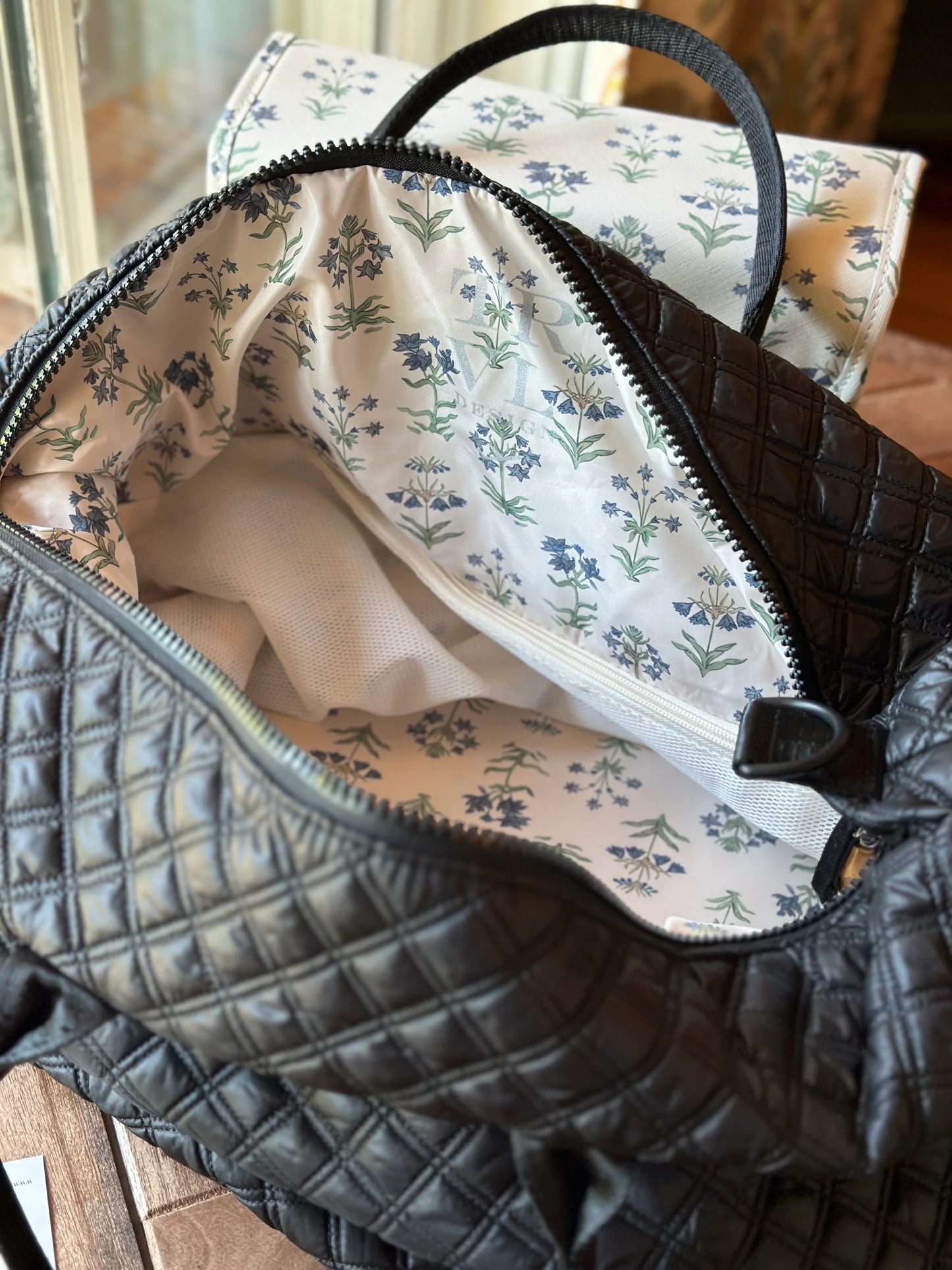 Overpacker- Black Quilted (lined in Provence)