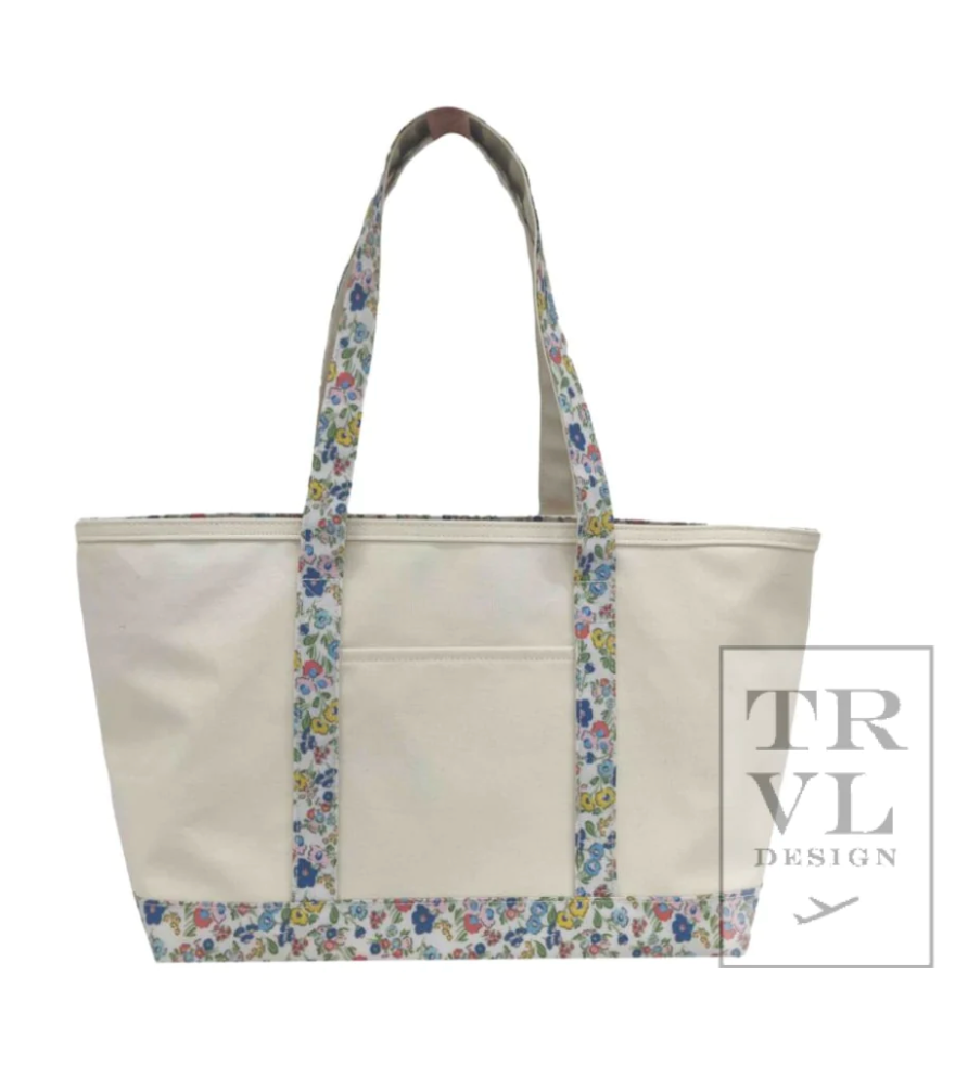 Medium Tote- Coated Canvas: Posies