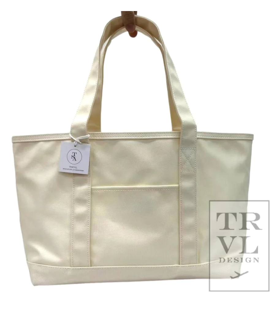 Medium Tote- Coated Canvas: Natural