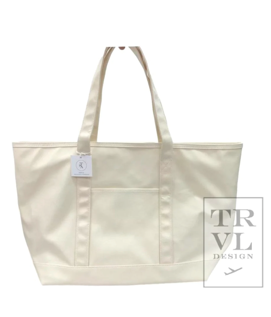 Maxi Tote- Coated Canvas: Natural