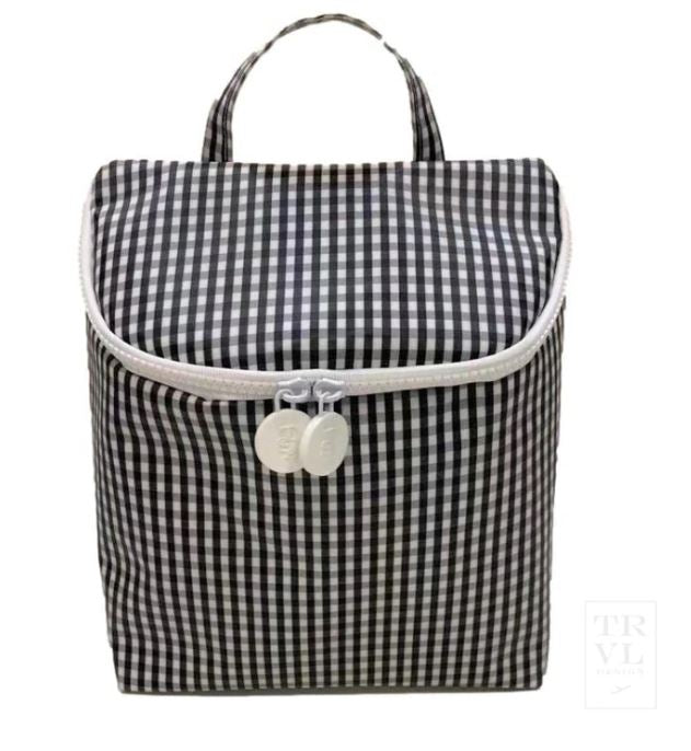 Insulated Bottle/Lunch Bag- Black Gingham