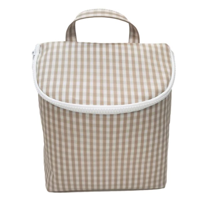 Insulated Bottle Bag-Khaki Gingham