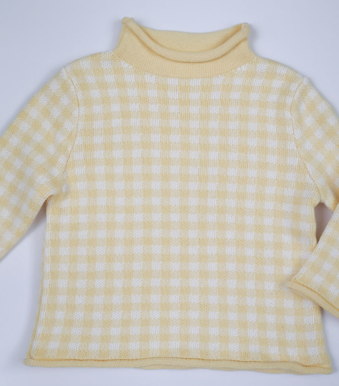 Gingham Rollneck Sweater- Butter Yellow