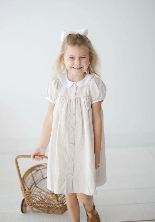 Girls tan gingham dress