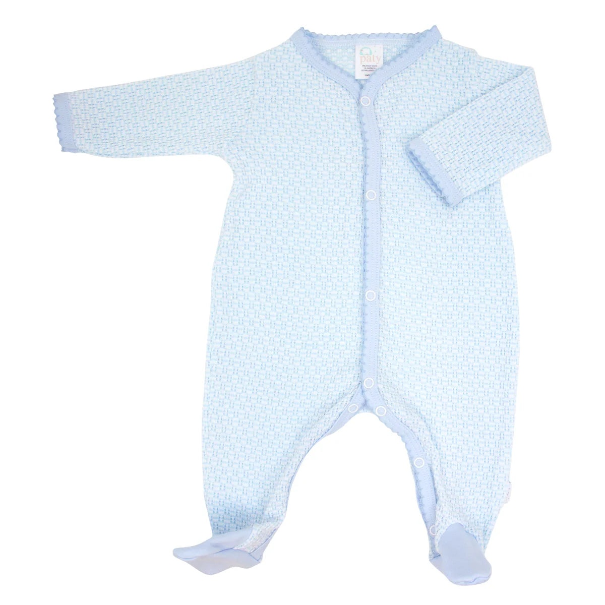 Long Sleeve Footie- Blue W/Blue