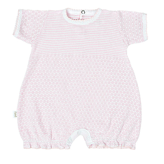 Short Sleeve Bubble Romper- Pink