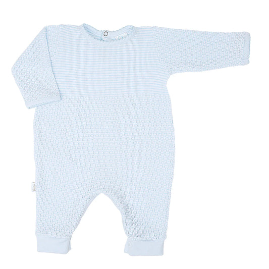 Solid Color Romper W/Pima Trim- Blue
