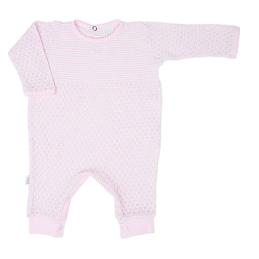 Solid Color Romper W/Pima Trim- Pink
