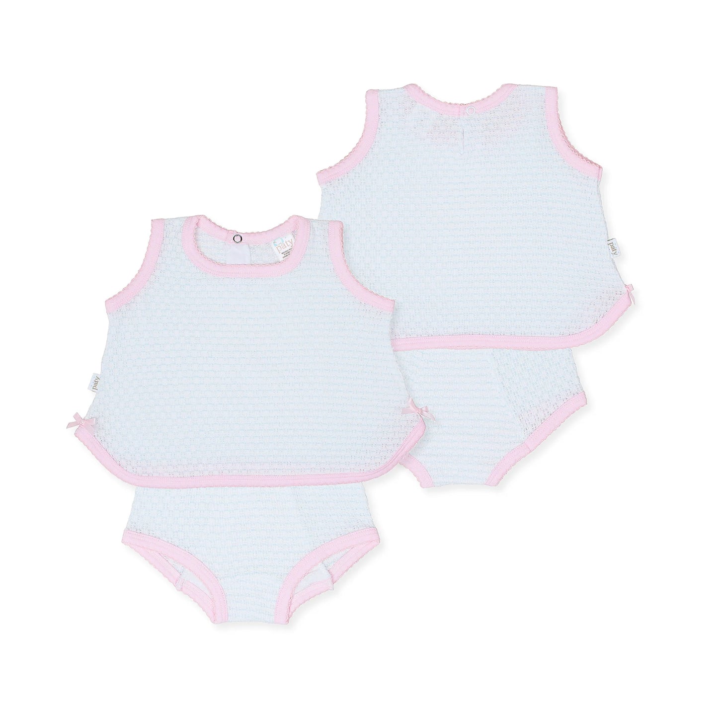 Diaper Set-Blue W/Pink Trim