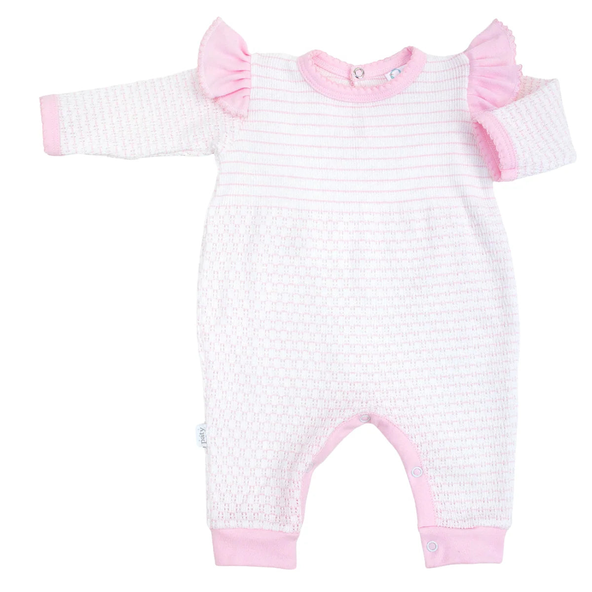 Long Sleeve Romper W/Ruffles- Pink