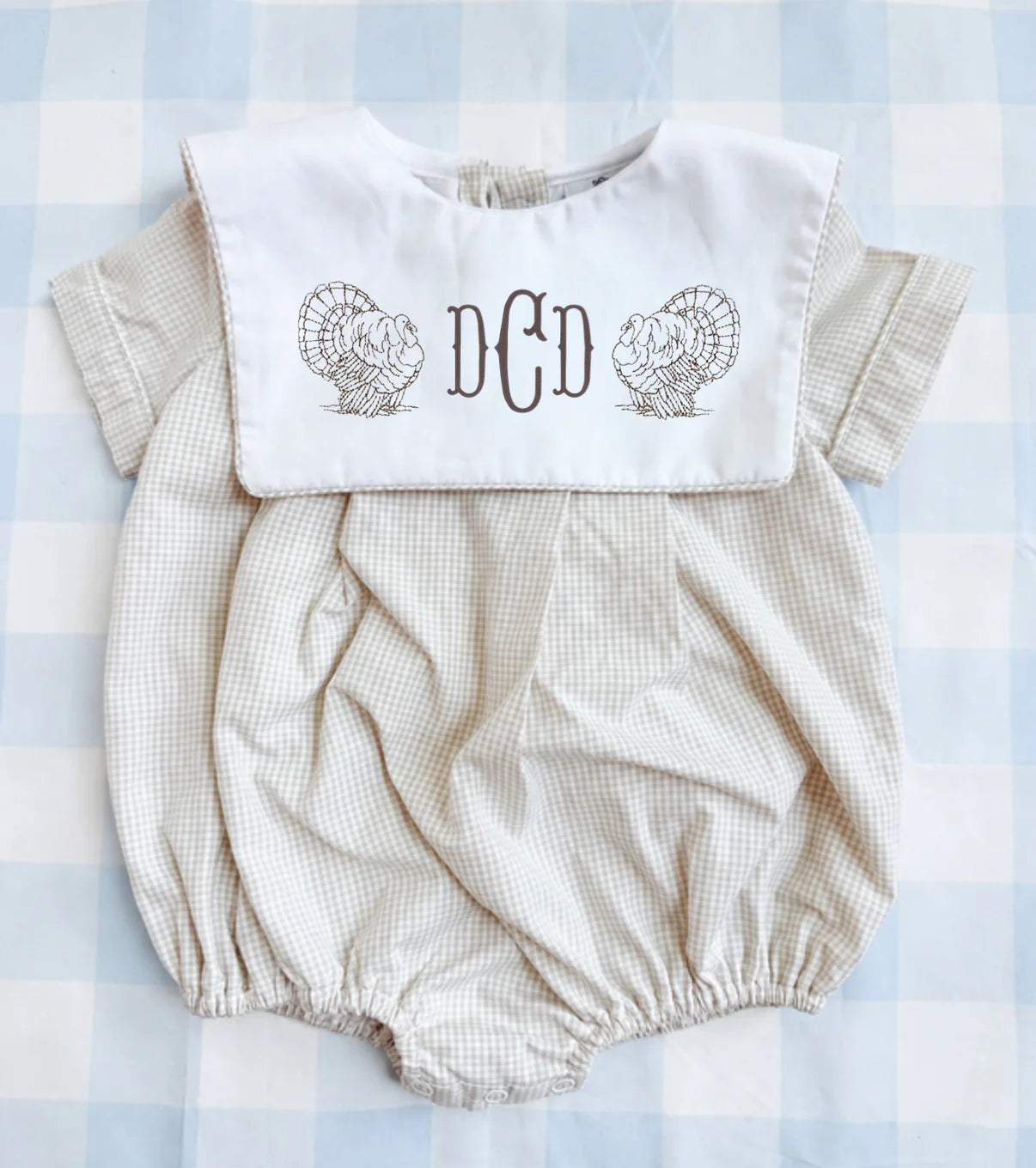 Boys tan gingham bubble