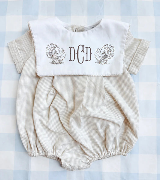Boys tan gingham bubble
