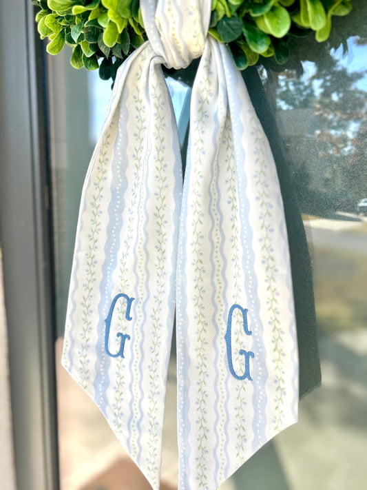 Blue Floral Wreath Sash