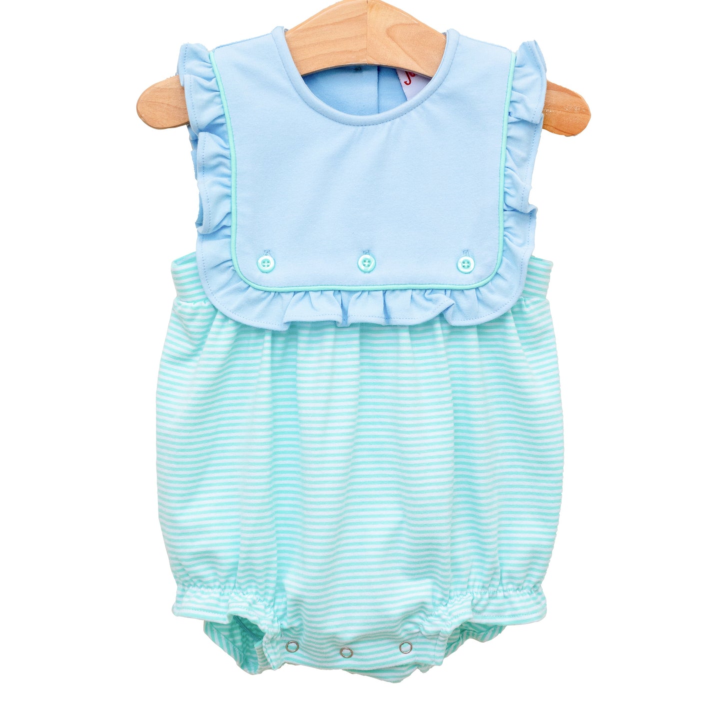 Amelia Bubble- Light Blue with Mint Stripe