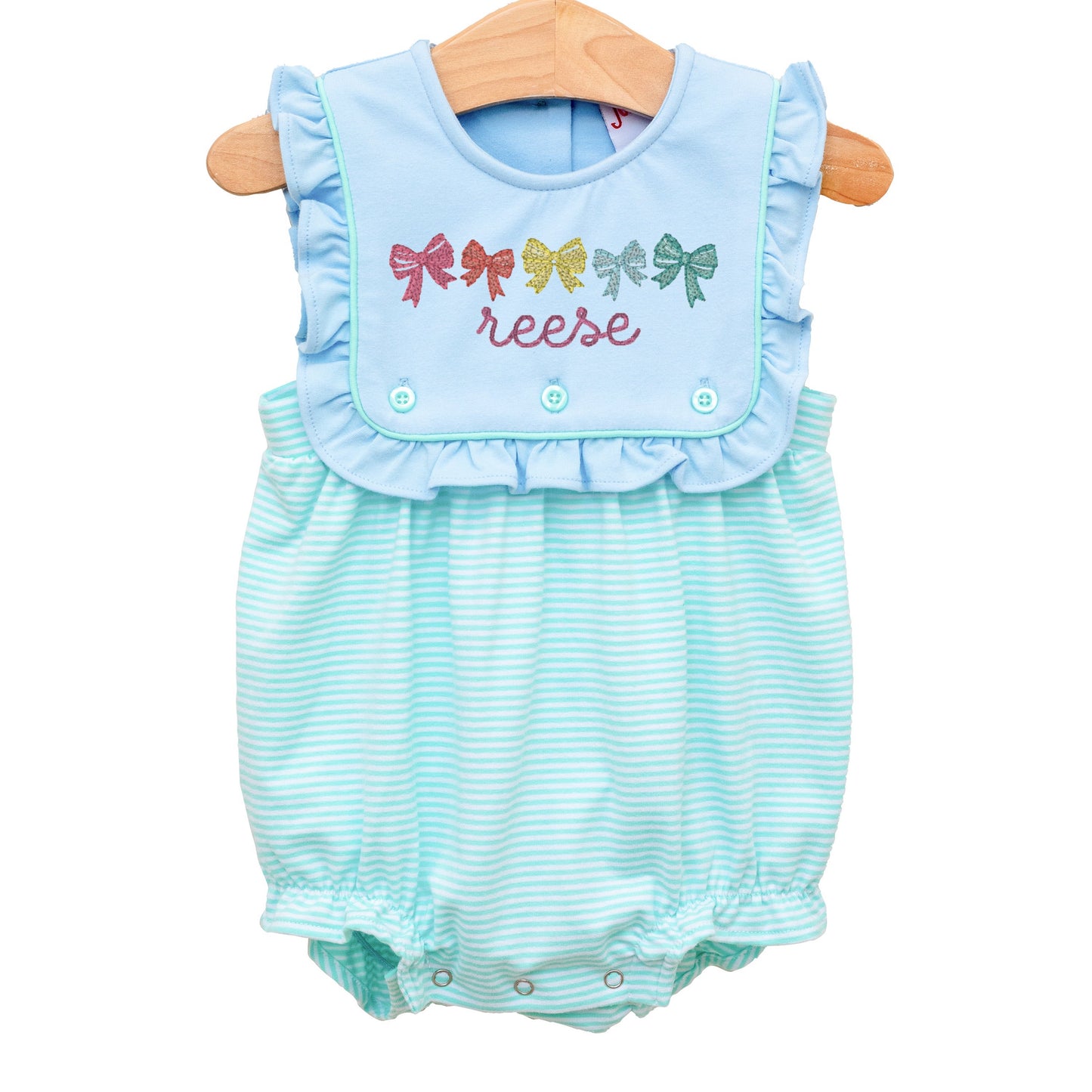 Amelia Bubble- Light Blue with Mint Stripe