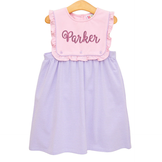 Amelia Dress- Pink and Lavender Stripe