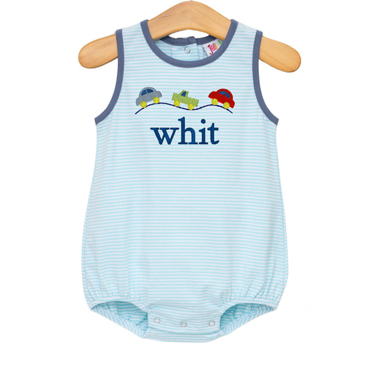 Avery Bubble- Aqua Stripe and Dusty Blue