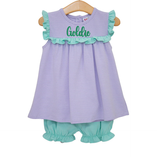 Bella Bloomer Set- Lavendar Stripe and Mint