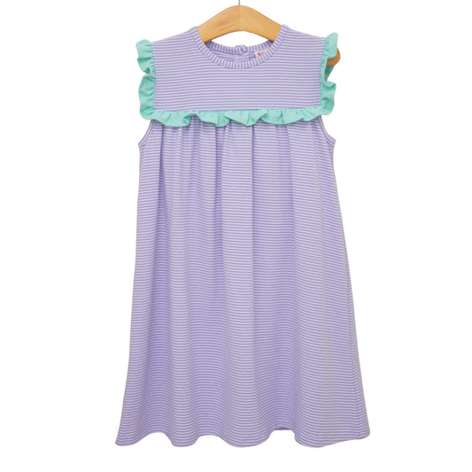 Bella Dress Lavender Stripe and Mint