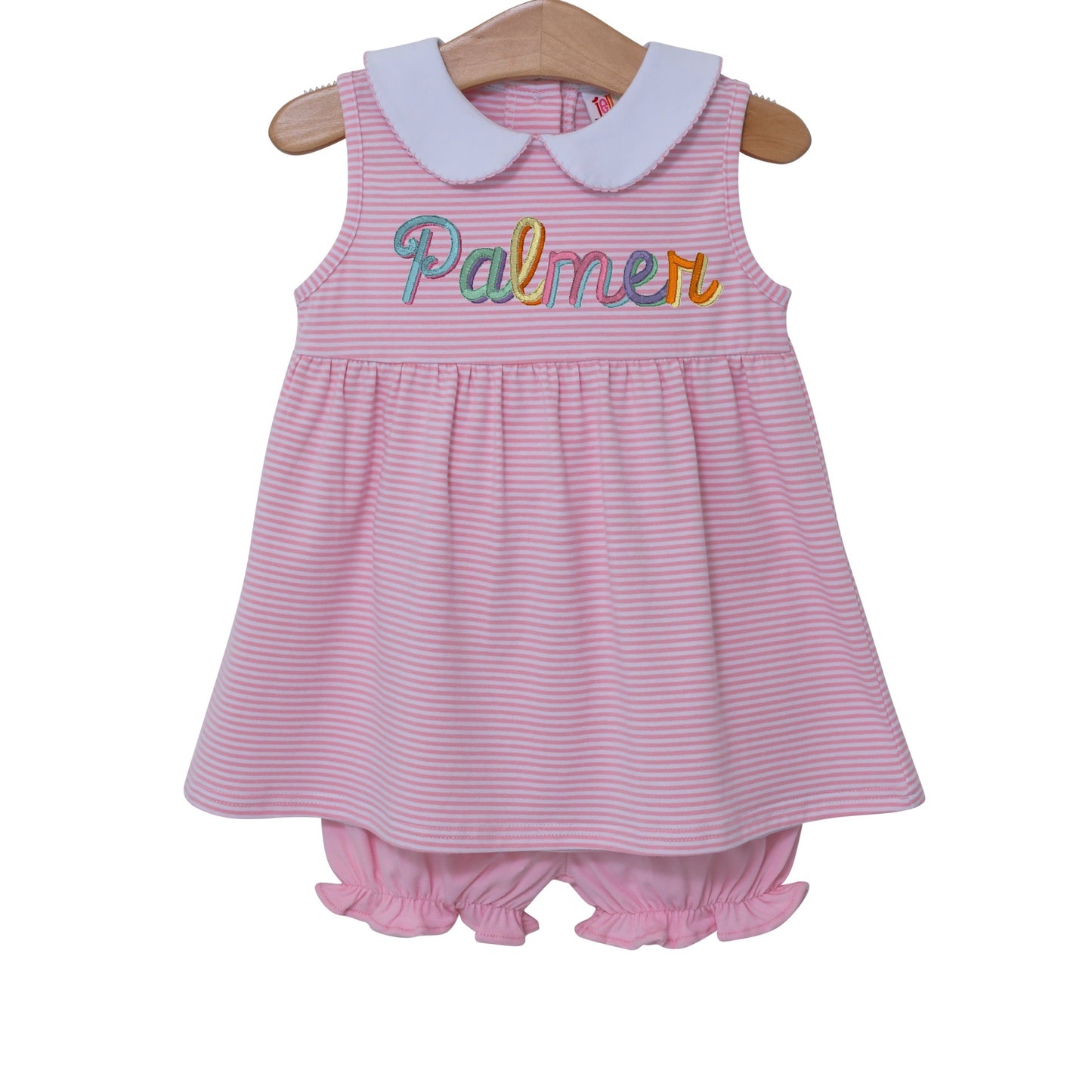 Charlotte Sleeveless Bloomer Set- Light Pink Stripe