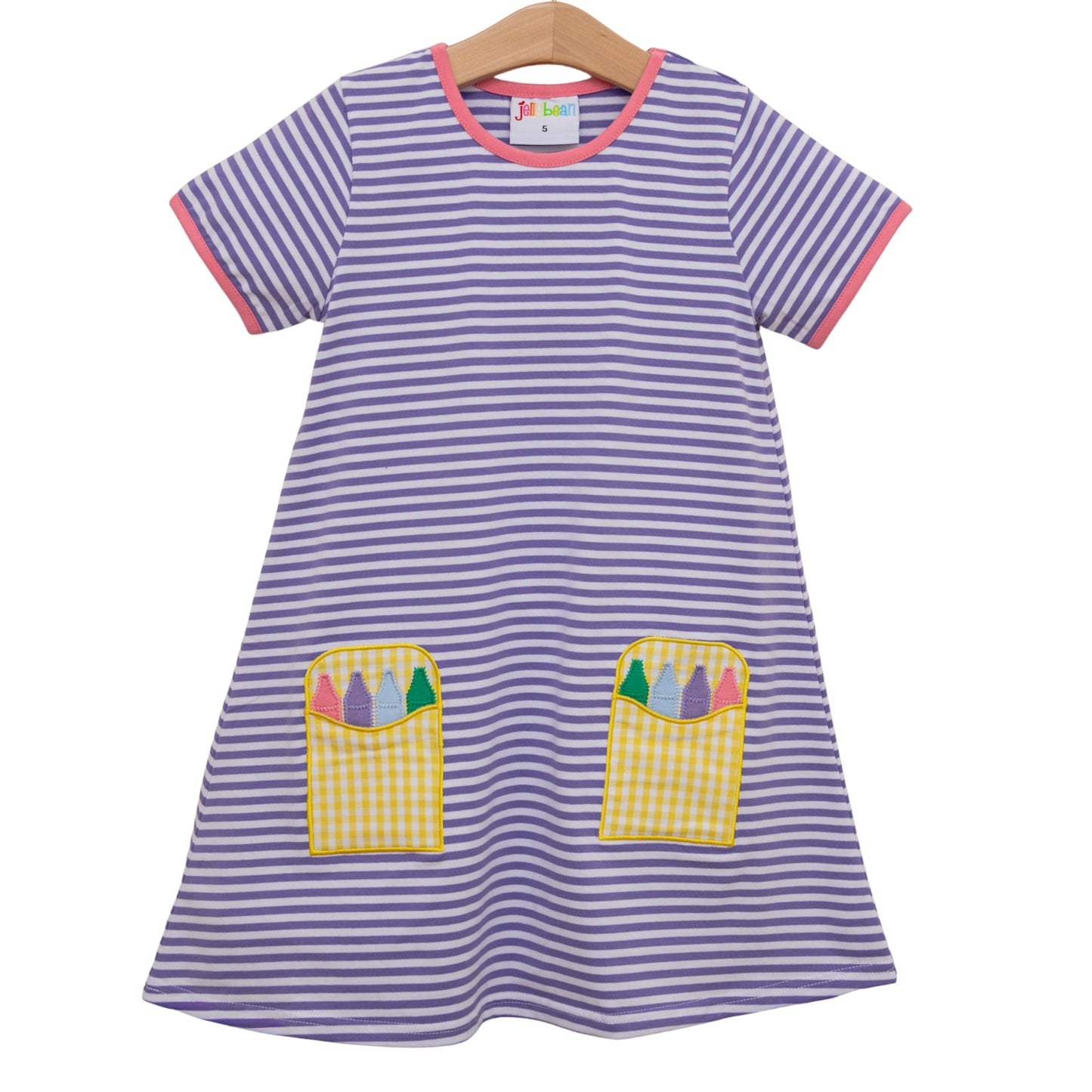 Crayon Pocket Dress- Lavender Stripe