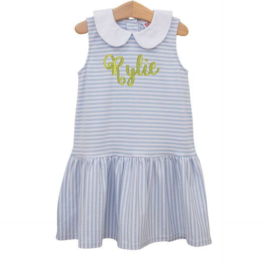 Georgia Dress- Light Blue Medium Stripe