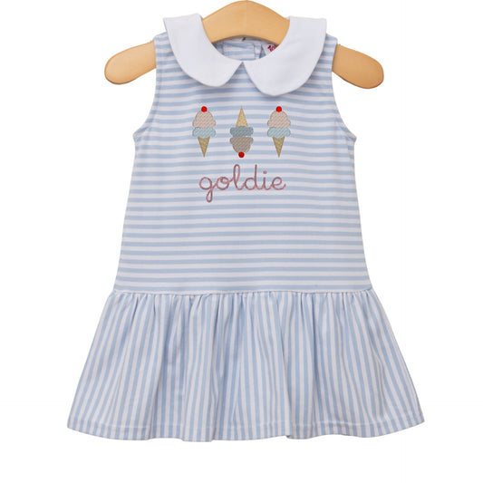 Georgia Skirted Bubble- Light Blue Medium Stripe