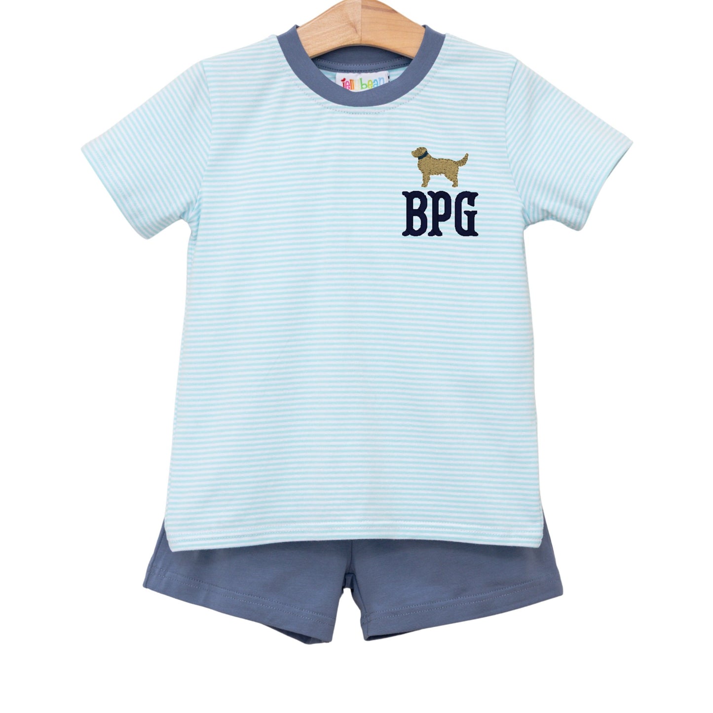 Graham Short Set- Aqua Stripe and Dusty Blue