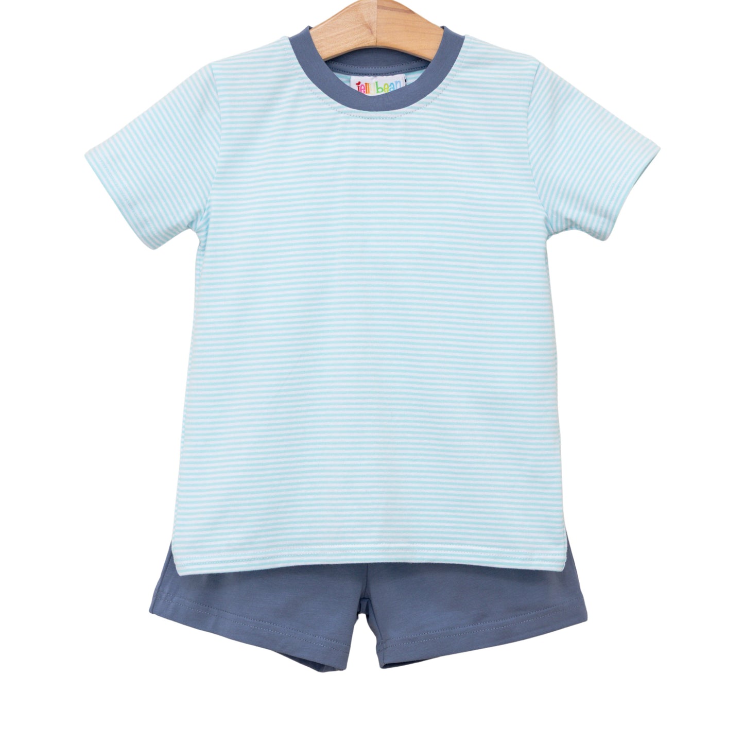 Graham Short Set- Aqua Stripe and Dusty Blue