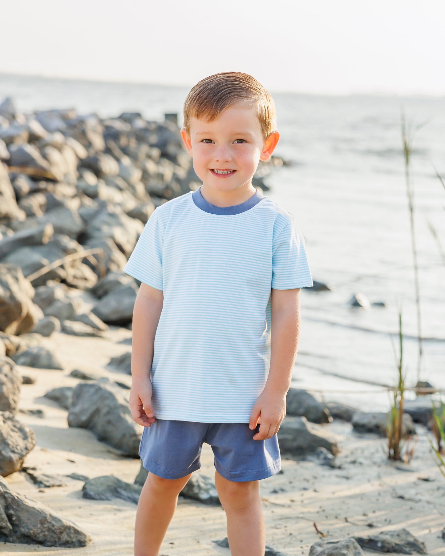 Graham Short Set- Aqua Stripe and Dusty Blue