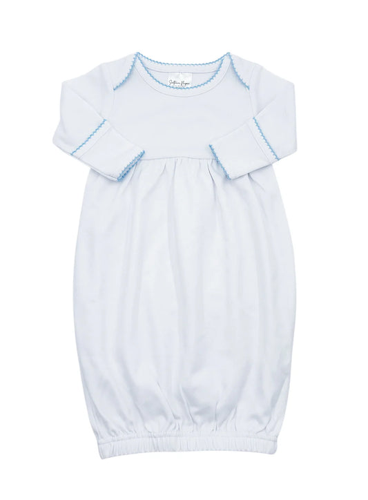 Lap Shoulder Gown- White W/Blue Trim