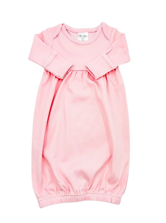 Lap Shoulder Gown- Light Pink W/White Trim