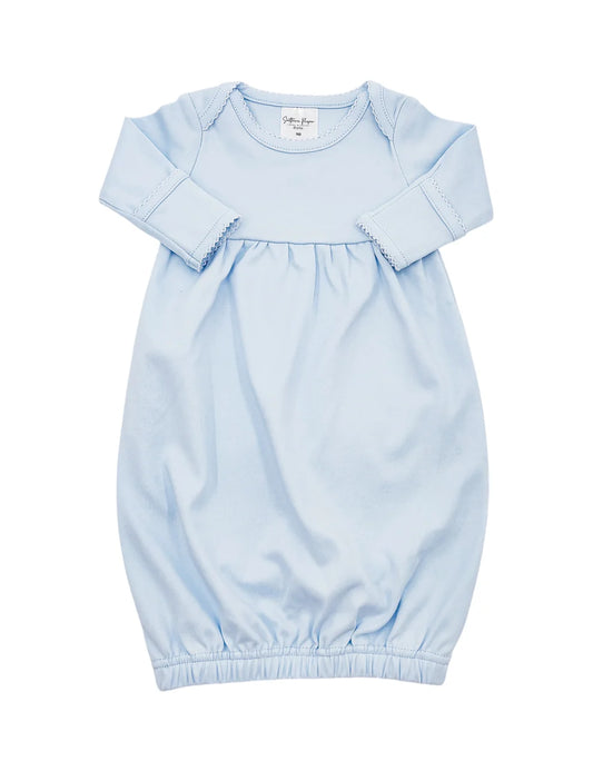 Lap Shoulder Gown- Light Blue W/White Trim