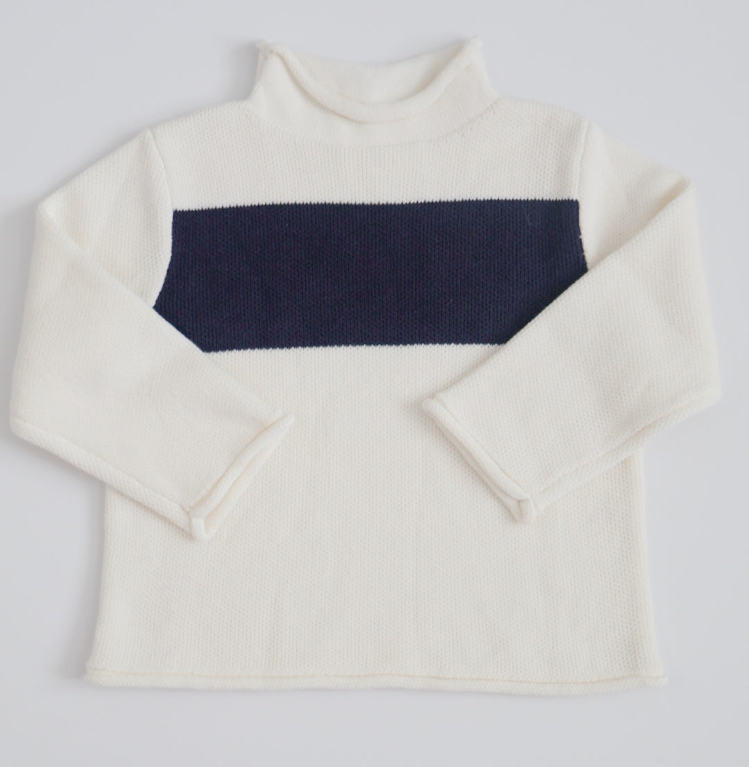 Stripe Rollneck Sweater- Cream & Navy