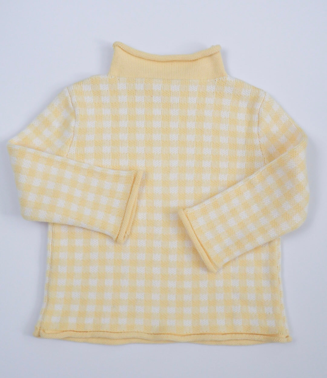 Gingham Rollneck Sweater- Butter Yellow