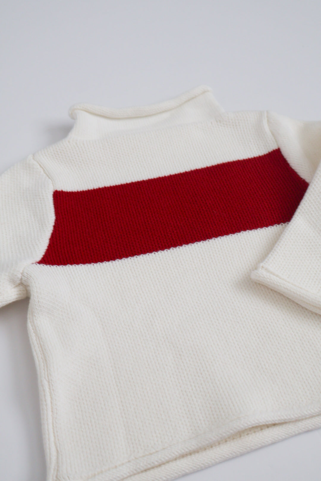 Stripe Rollneck Sweater- Cream & Crimson