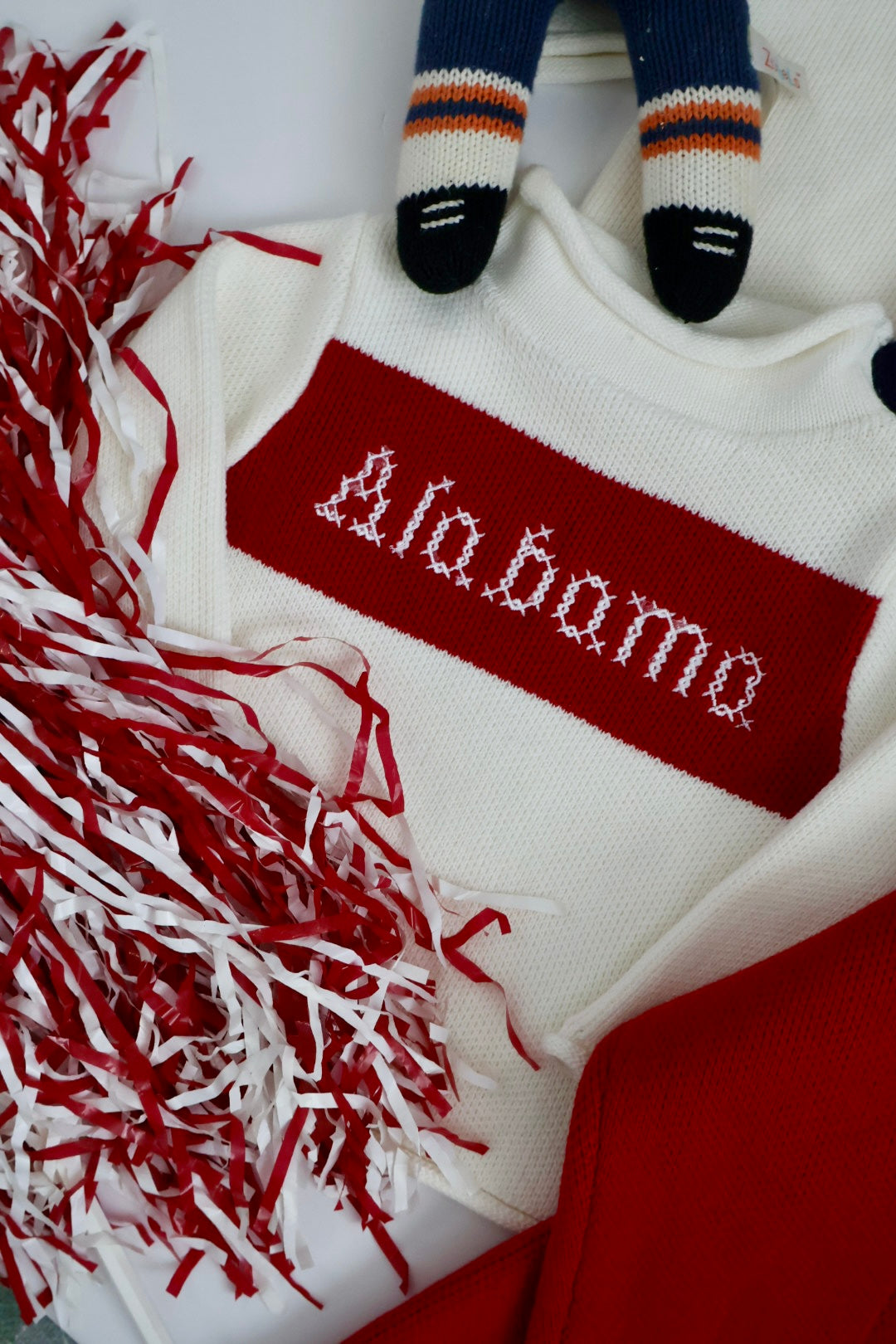 Stripe Rollneck Sweater- Cream & Crimson