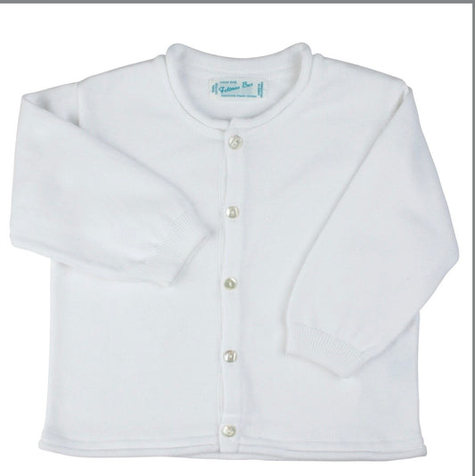 Rolled Edge Knit Cardigan- White