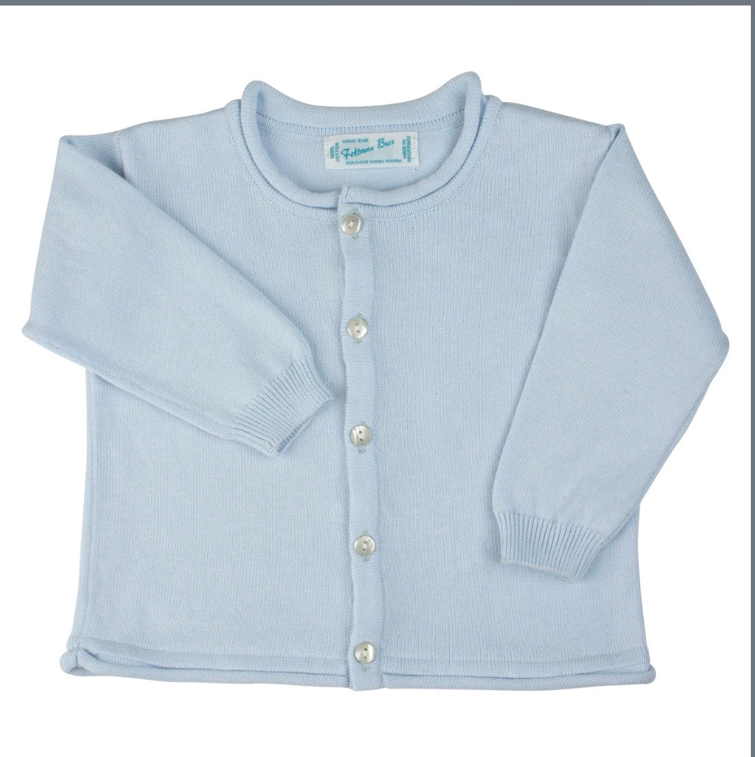 Rolled Edge Knit Cardigan- Light Blue