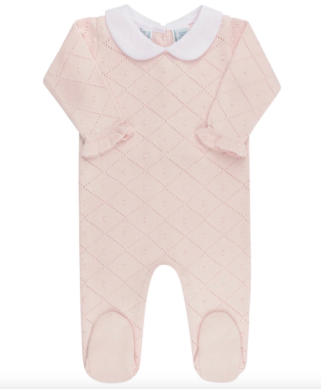 Girls Peter Pan Diamond Knit Romper