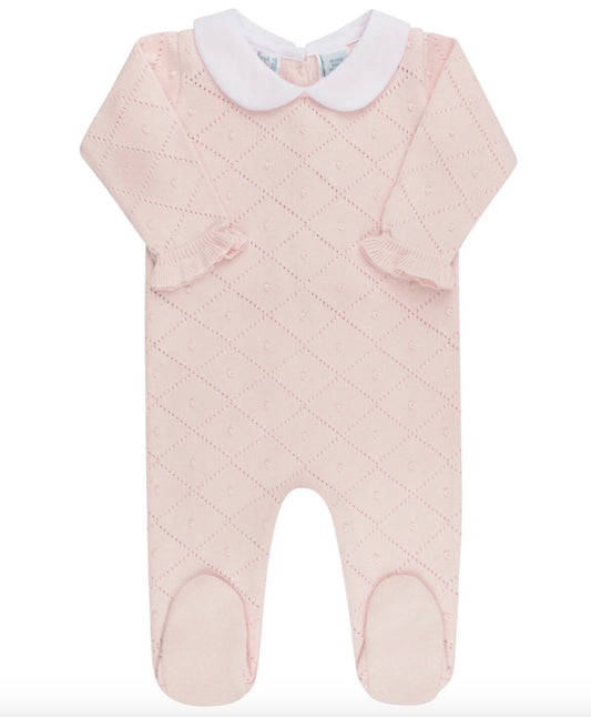 Girls Peter Pan Diamond Knit Romper