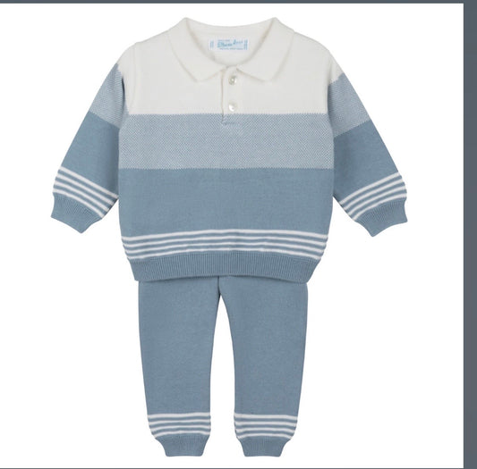 Boys Collared Colorblock Knit Set