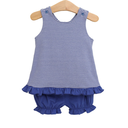 Let's Cheer! Swing Back Bloomer Set- Royal Blue Stripe