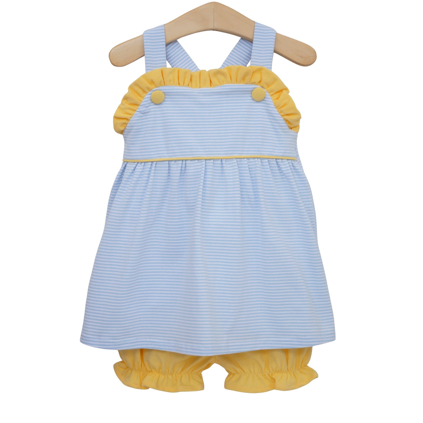 Lucy Bloomer Set- Light Blue Stripe and Yellow