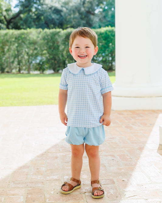 Powder Blue Plaid Bloomer Set
